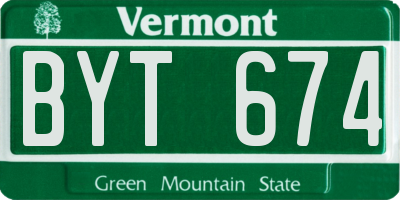 VT license plate BYT674