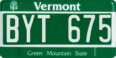 VT license plate BYT675