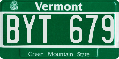 VT license plate BYT679