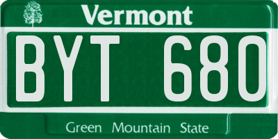 VT license plate BYT680