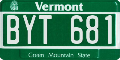 VT license plate BYT681