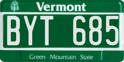 VT license plate BYT685