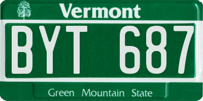 VT license plate BYT687