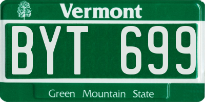 VT license plate BYT699