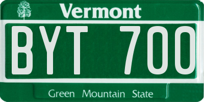 VT license plate BYT700