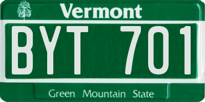VT license plate BYT701