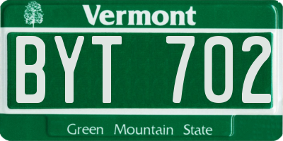 VT license plate BYT702