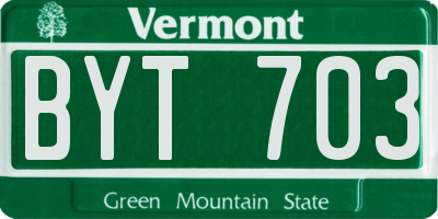 VT license plate BYT703