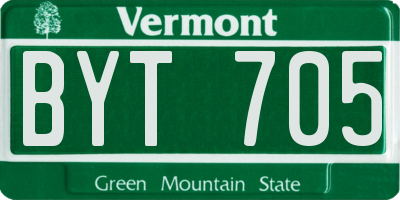 VT license plate BYT705