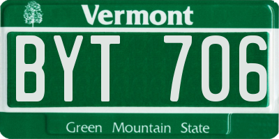 VT license plate BYT706