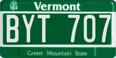 VT license plate BYT707