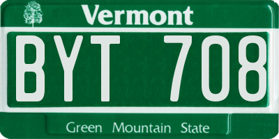 VT license plate BYT708