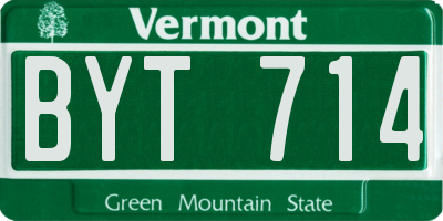 VT license plate BYT714