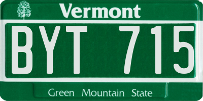 VT license plate BYT715