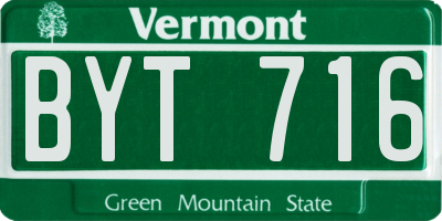 VT license plate BYT716