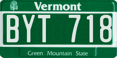 VT license plate BYT718