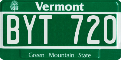 VT license plate BYT720