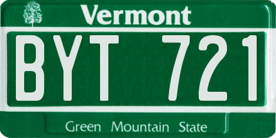VT license plate BYT721