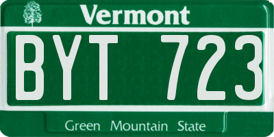 VT license plate BYT723