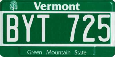 VT license plate BYT725