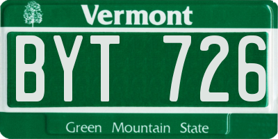 VT license plate BYT726