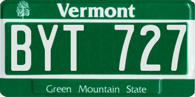 VT license plate BYT727