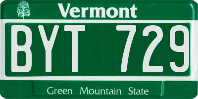 VT license plate BYT729