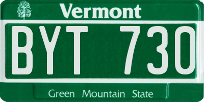 VT license plate BYT730