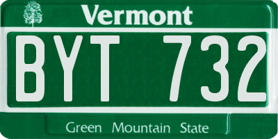 VT license plate BYT732