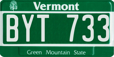VT license plate BYT733