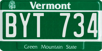 VT license plate BYT734