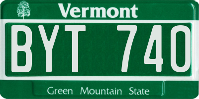 VT license plate BYT740