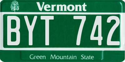 VT license plate BYT742
