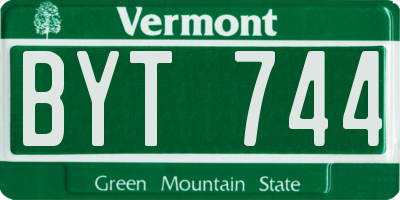 VT license plate BYT744