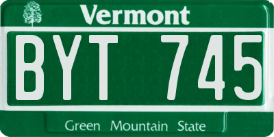 VT license plate BYT745
