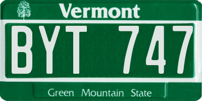 VT license plate BYT747