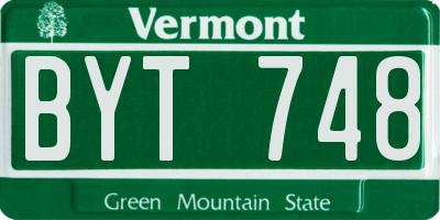 VT license plate BYT748