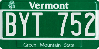 VT license plate BYT752