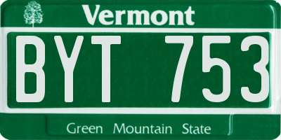VT license plate BYT753