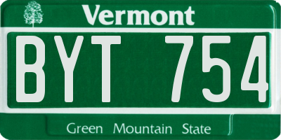 VT license plate BYT754