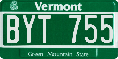 VT license plate BYT755