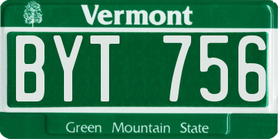 VT license plate BYT756