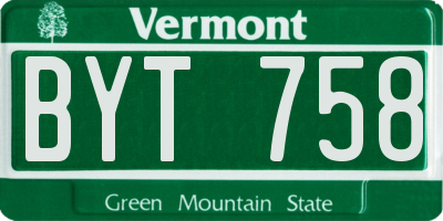 VT license plate BYT758