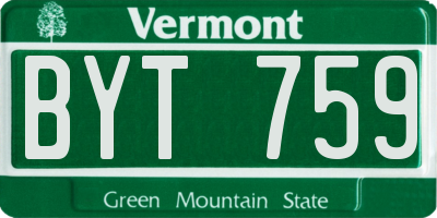 VT license plate BYT759