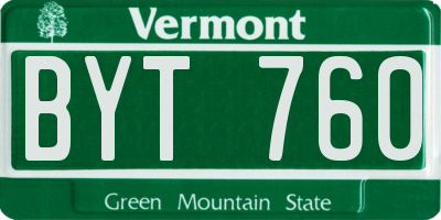 VT license plate BYT760