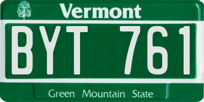VT license plate BYT761