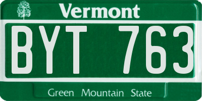 VT license plate BYT763