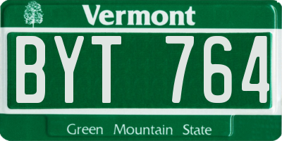 VT license plate BYT764