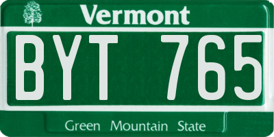 VT license plate BYT765
