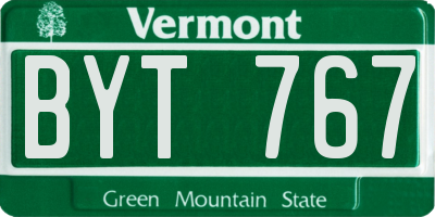 VT license plate BYT767